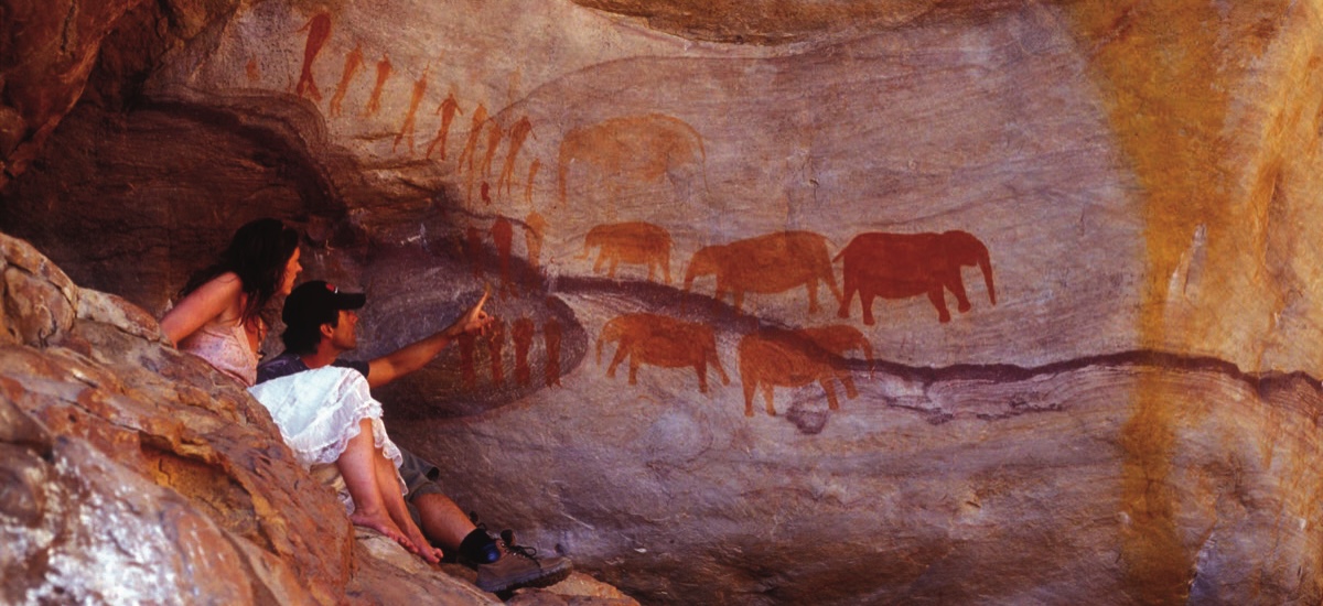 Peinture rupestres dans une grotte au Cederberg Afrique du sud