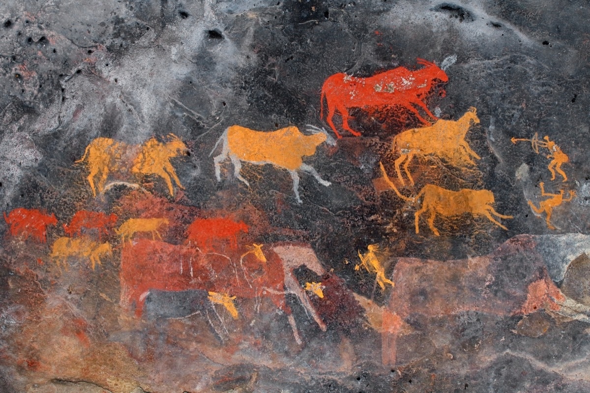 Peintures rupestres des sans ou bushmen en afrique du sud